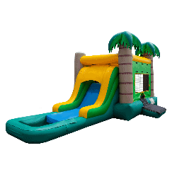 Tropical Bounce House With Water Slide