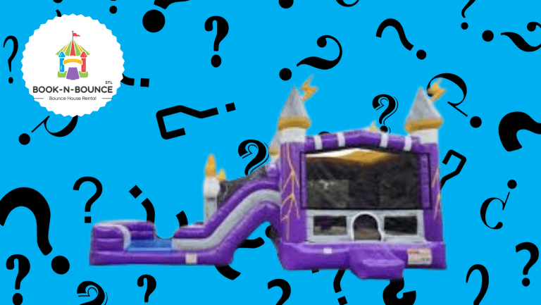 Bounce house rental with question marks