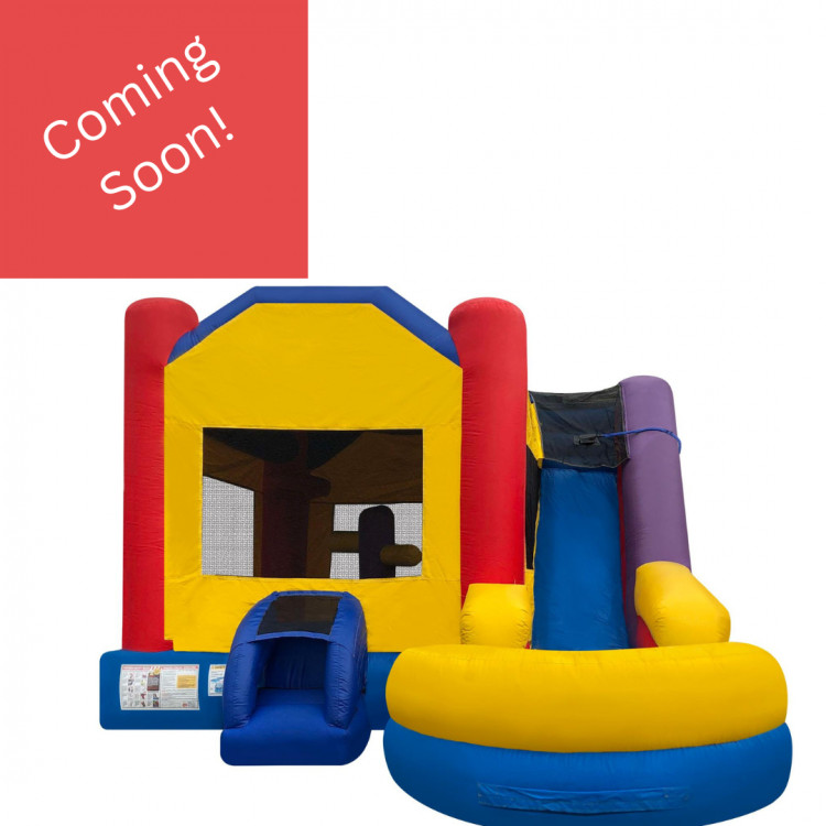 6-in-1 Fun House Bounce House With Water Slide