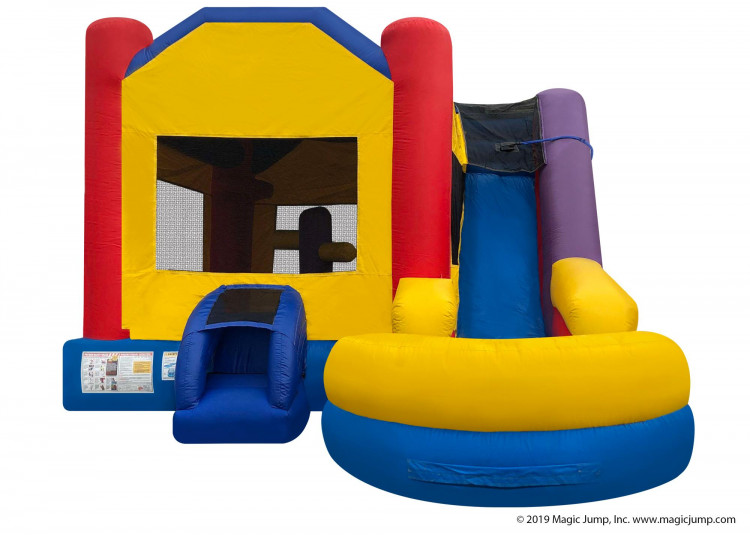 6-in-1 Fun House Bounce House With Water Slide